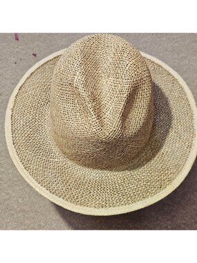 (H0010) Unisex 7 1/4 in Beige Straw Hat Vintage by Rossi